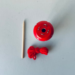 Wooden mushroom knitting spool