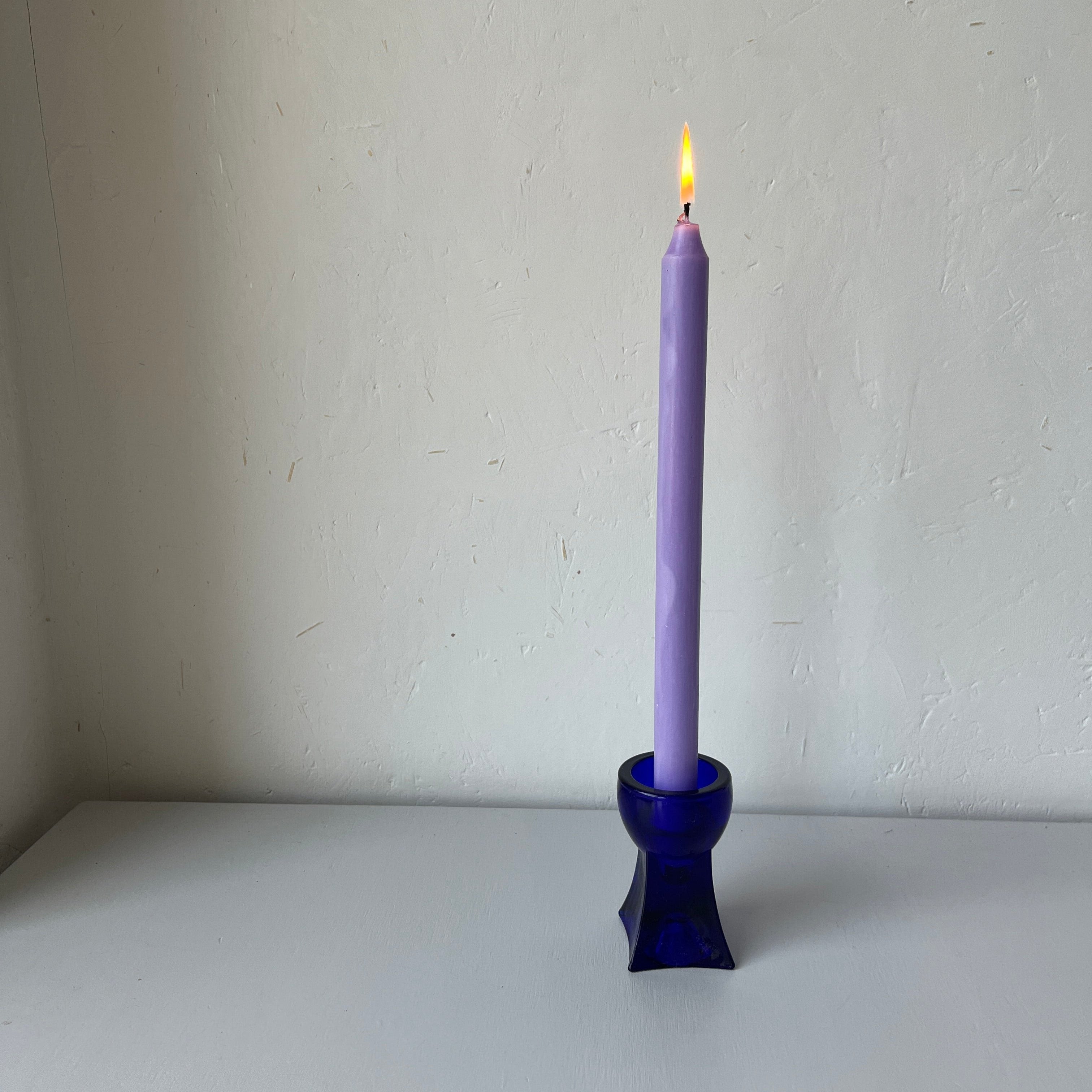 Blue glass candle holder