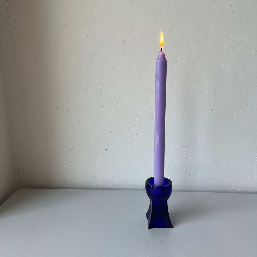 Blue glass candle holder