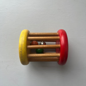 Wooden vintage baby rattle