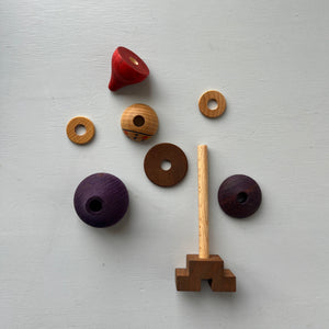 Wooden stacking toy red + purple