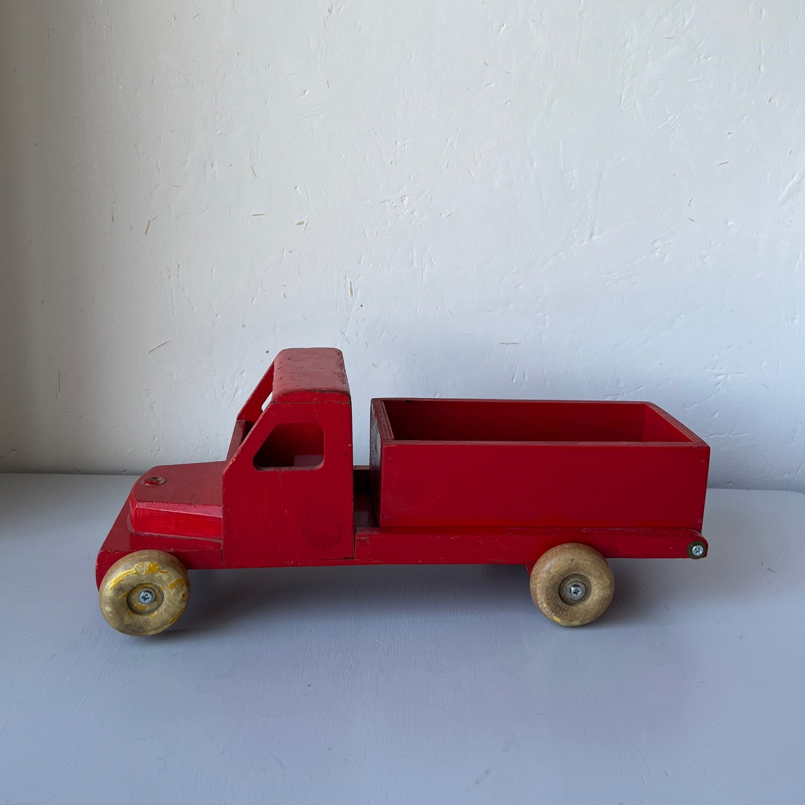 Wooden red toy truck