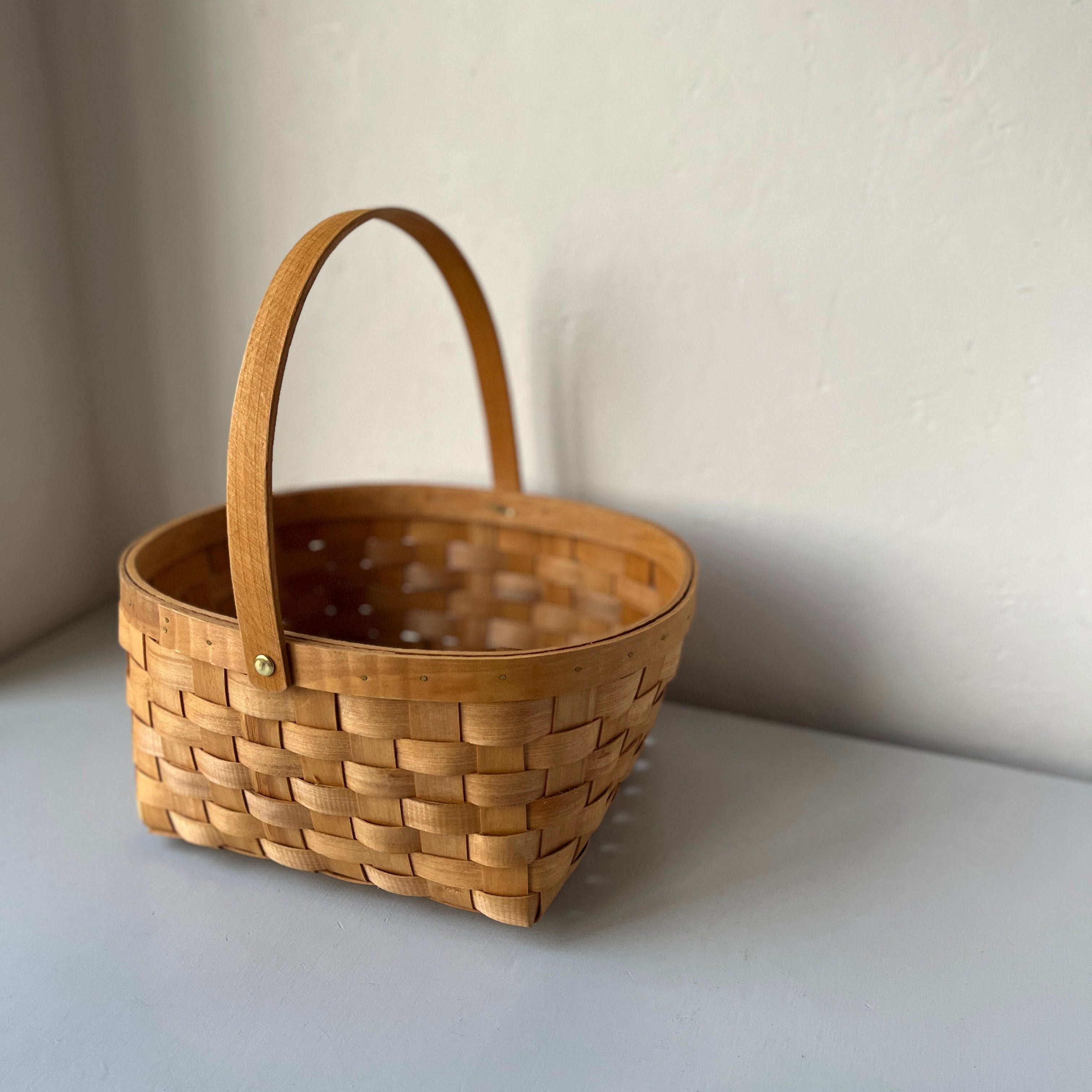 Vintage woven pine strip basket