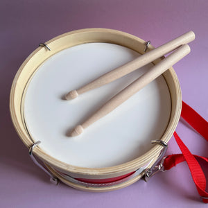 Wooden drum red and white