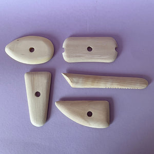 Wooden clay sculpting set