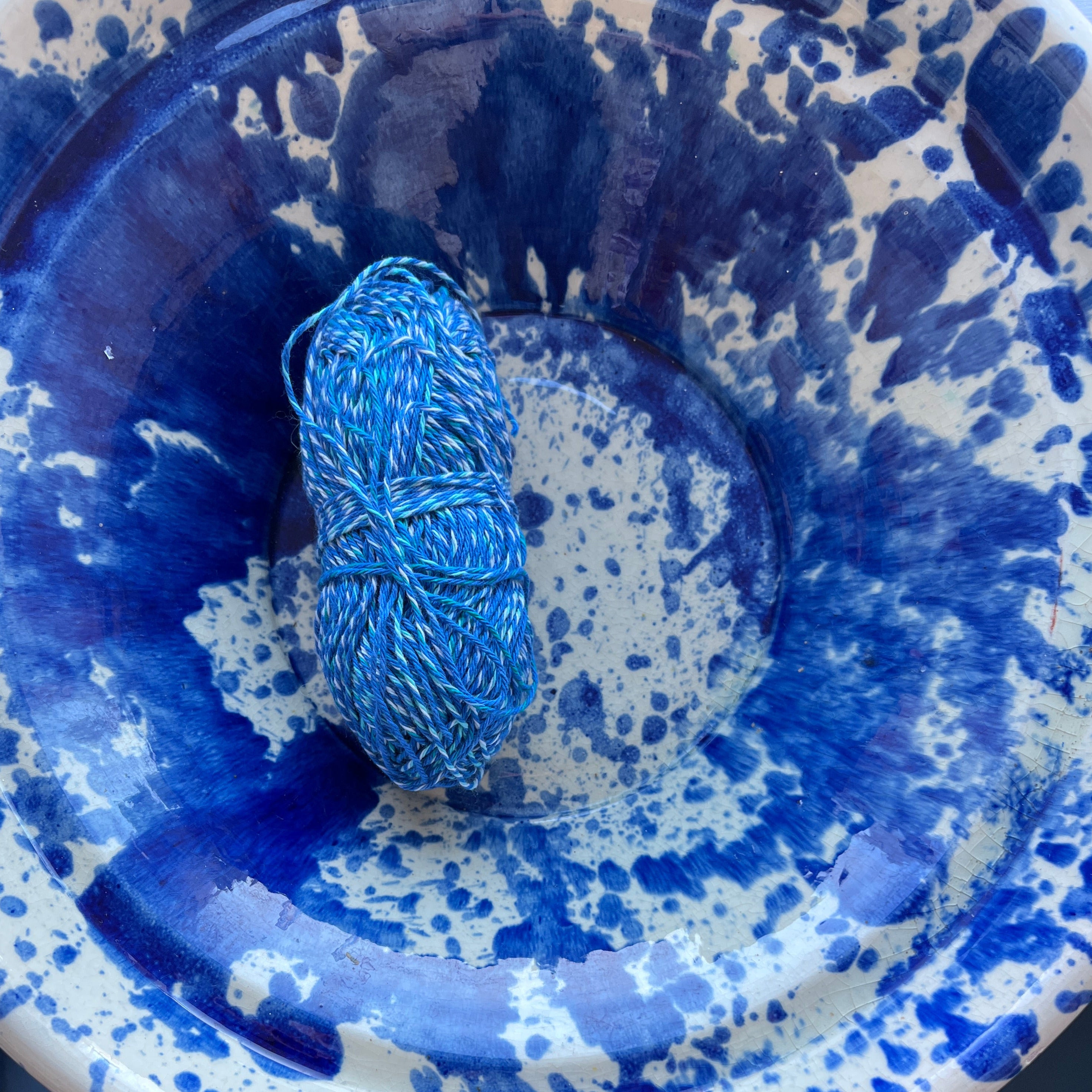 Blue speckled vintage bowl