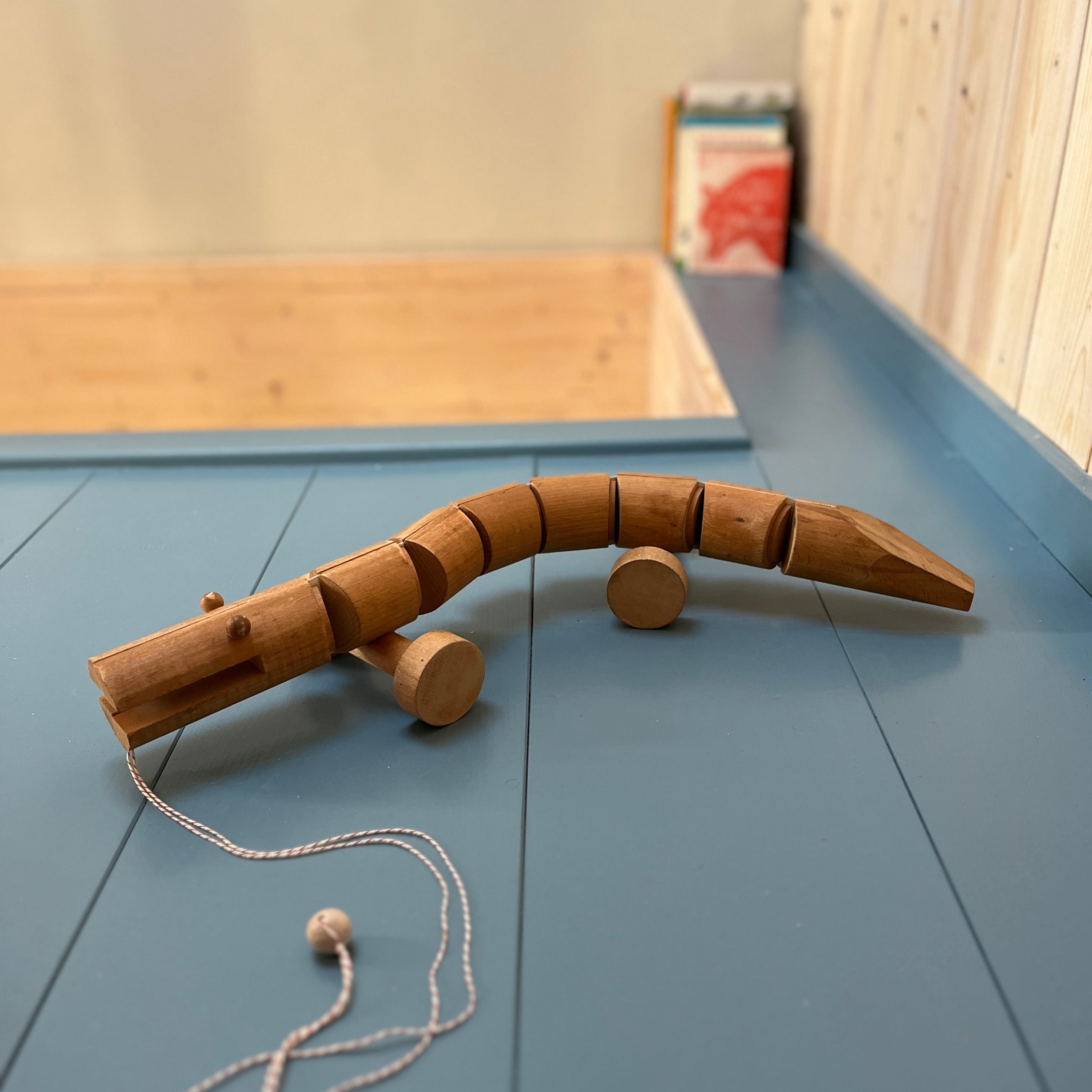 Vintage wooden pull a long crocodile