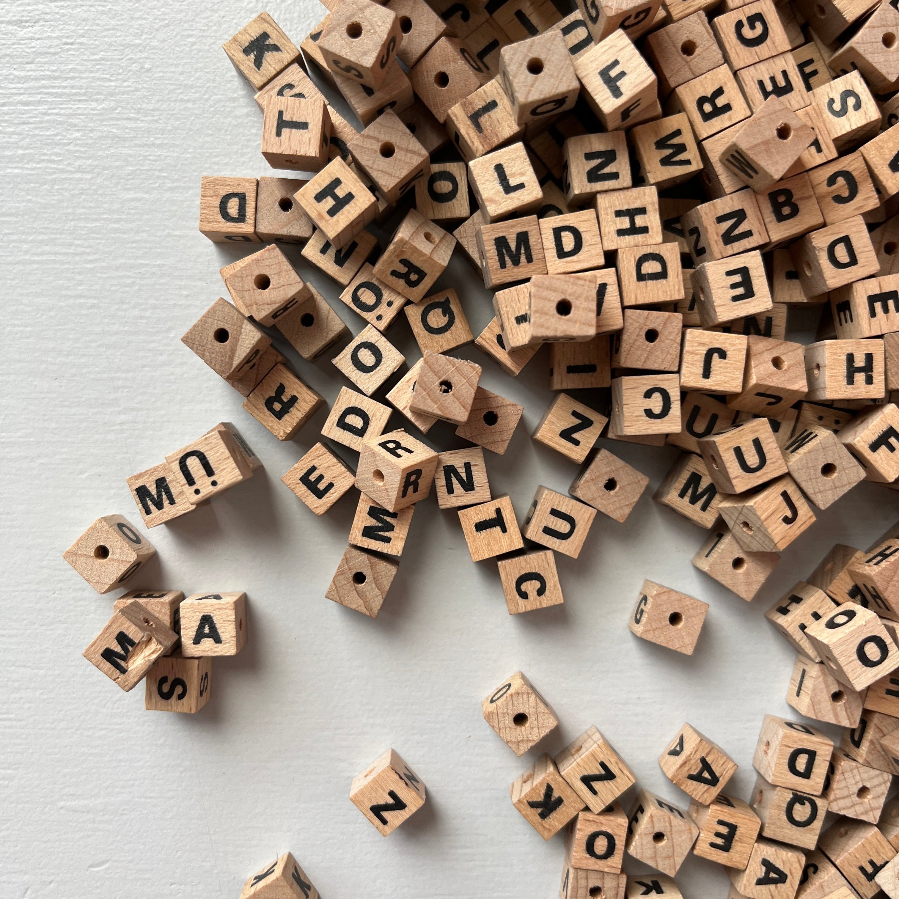 Wooden alphabet beads