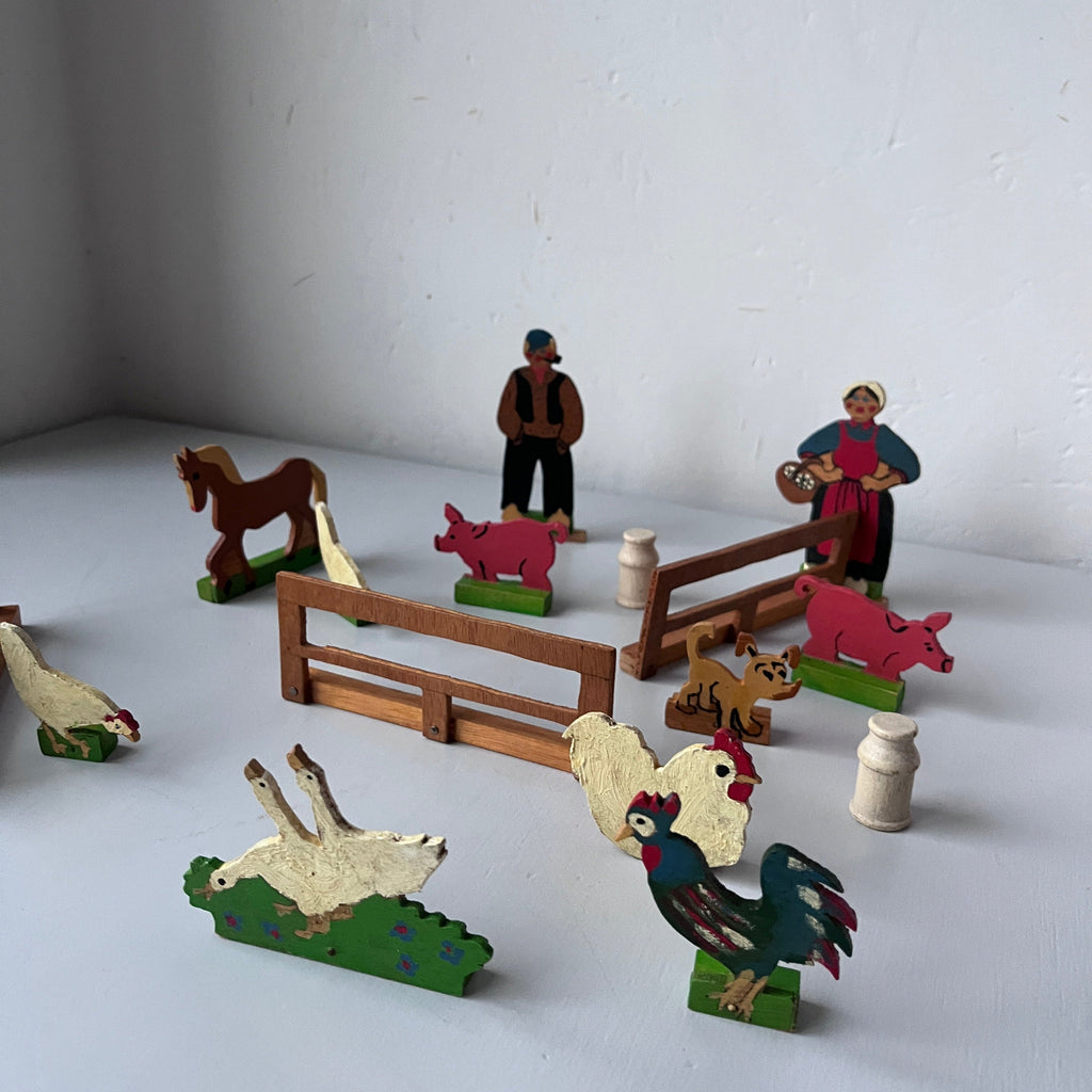 Handmade wooden farm set