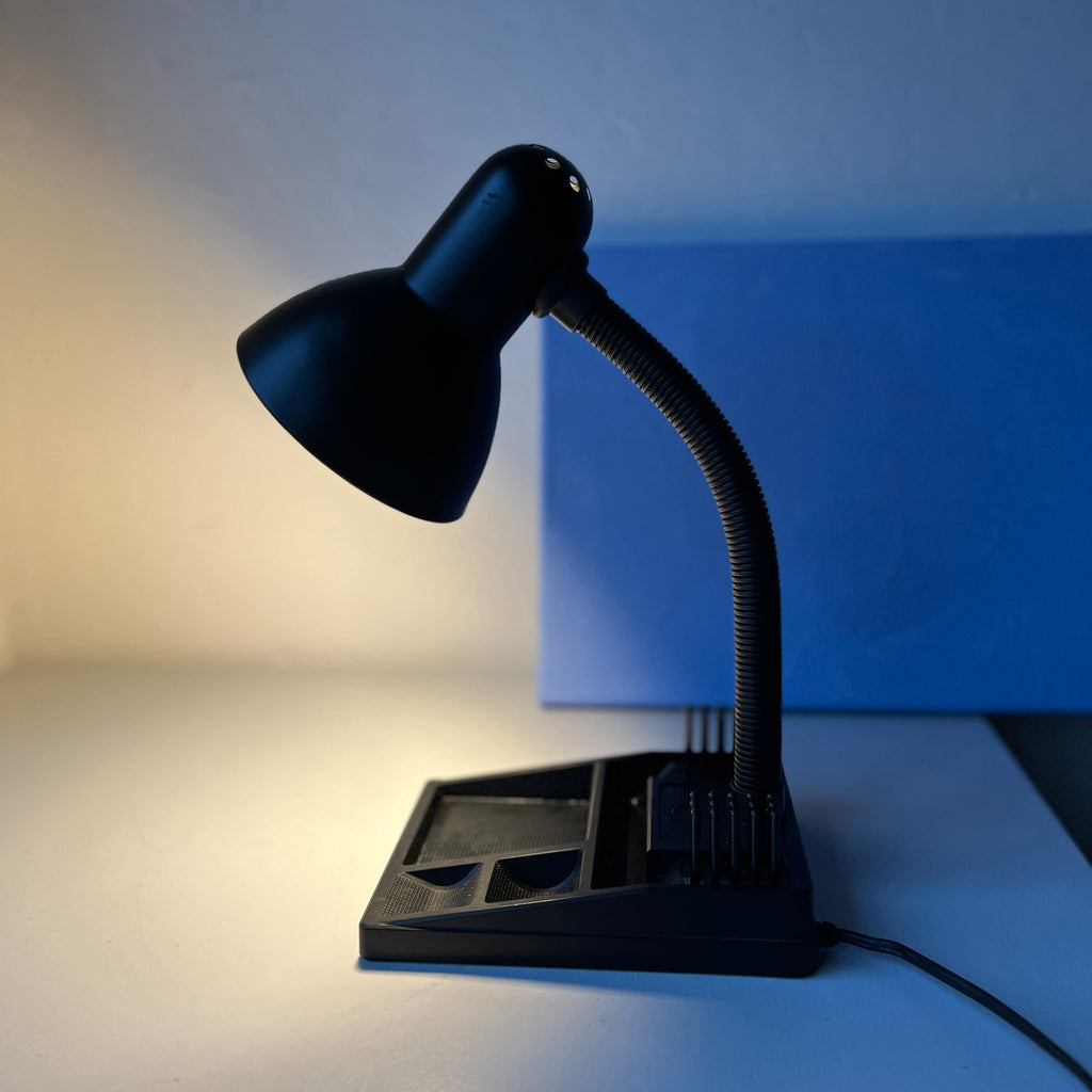 Black desk light with features