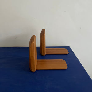 Two vintage wooden bookends