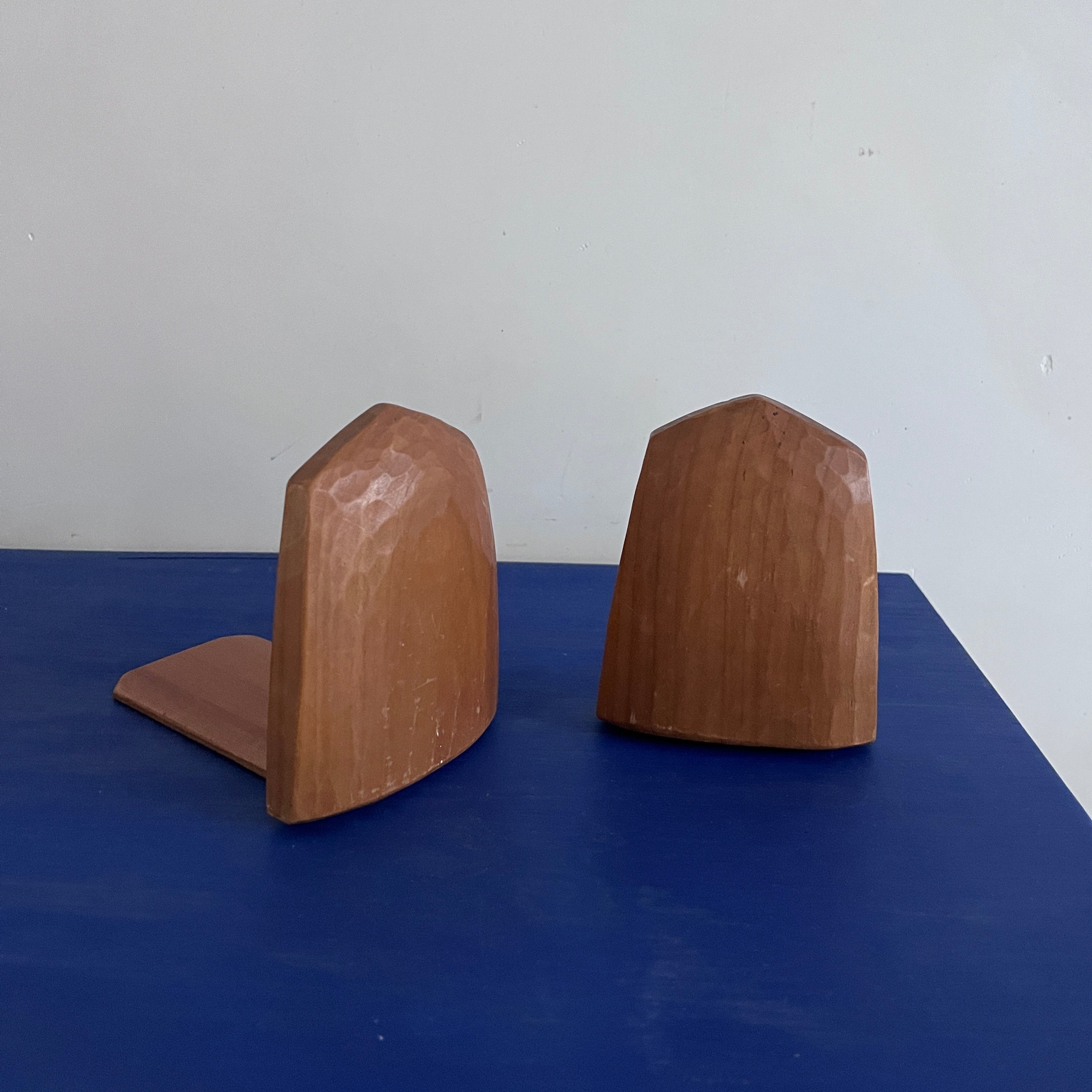 Two vintage wooden bookends