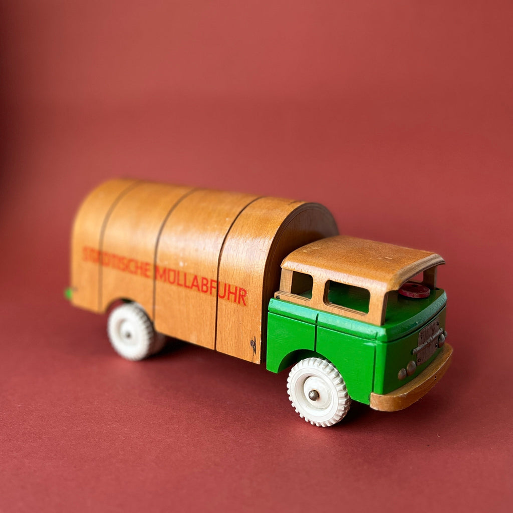 Vintage wooden garbage trcuk