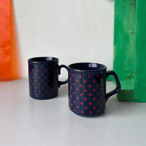 Two vintage mugs with dots