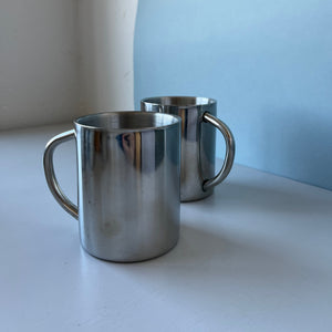 Set of two vintage stainless steal mugs