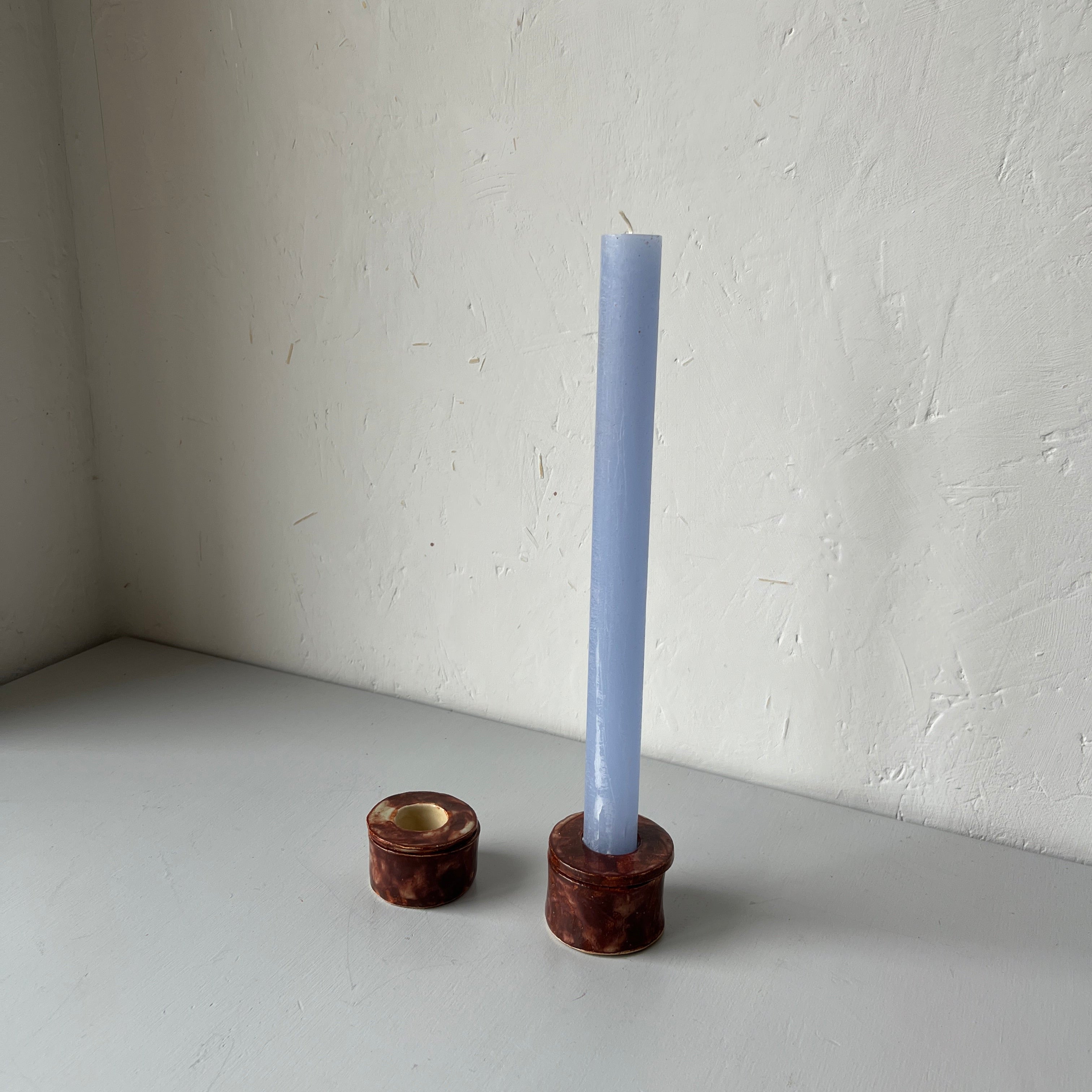 Two handmade ceramic candle holders