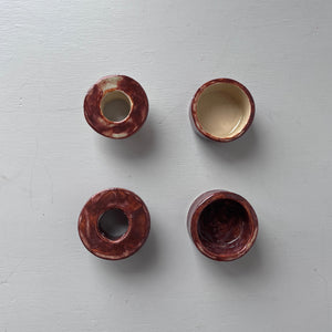 Two handmade ceramic candle holders