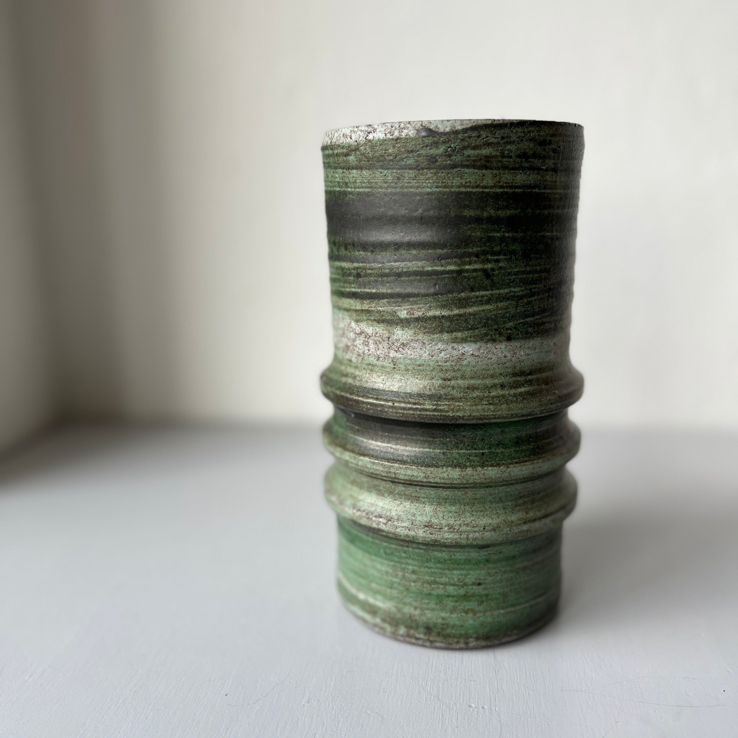 Green vintage ceramic vase