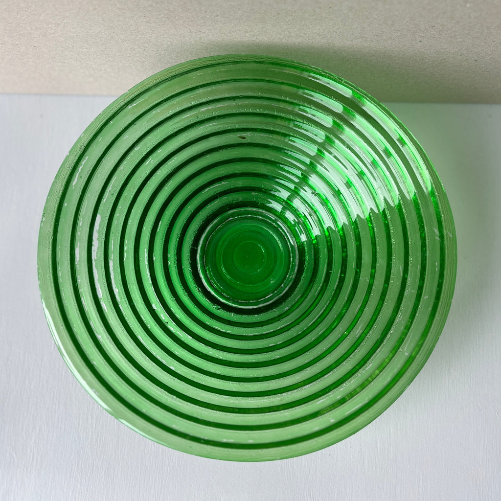 Green vintage glass bowl