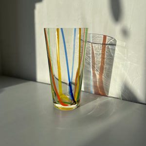 Vintage glass striped vase