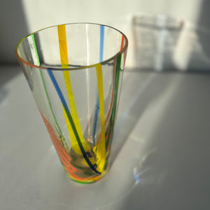 Vintage glass striped vase
