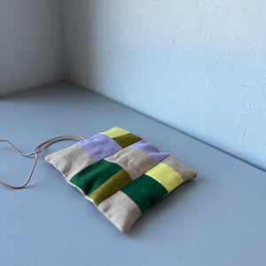 Linen patchwork case with block crayons Yellow Lila