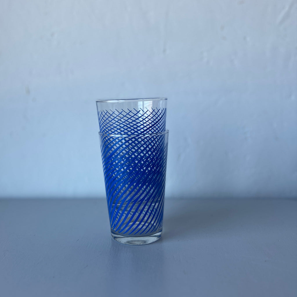Two vintage glasses blue