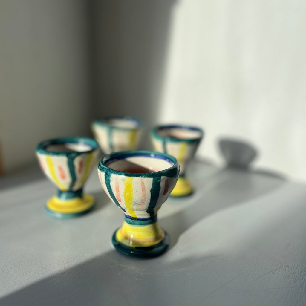Set of 4 handmade ceramic egg cups