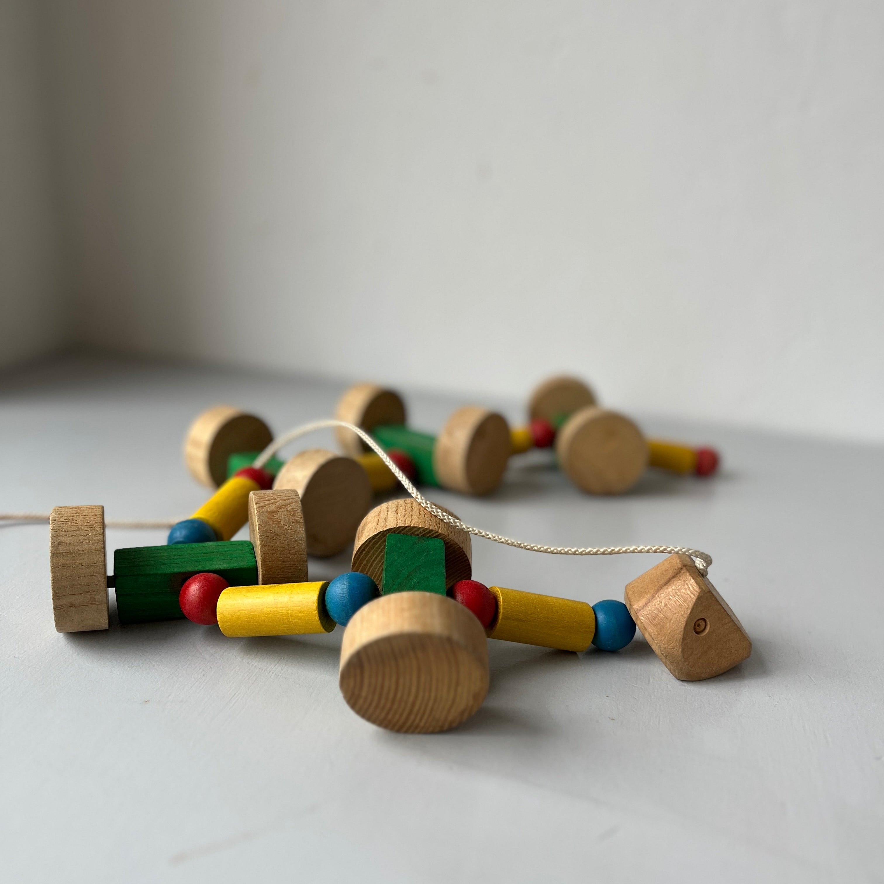 Wooden vintage pull along snake