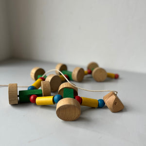 Wooden vintage pull along snake