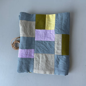 Linen pencil case patchwork Grey - Green - Lila