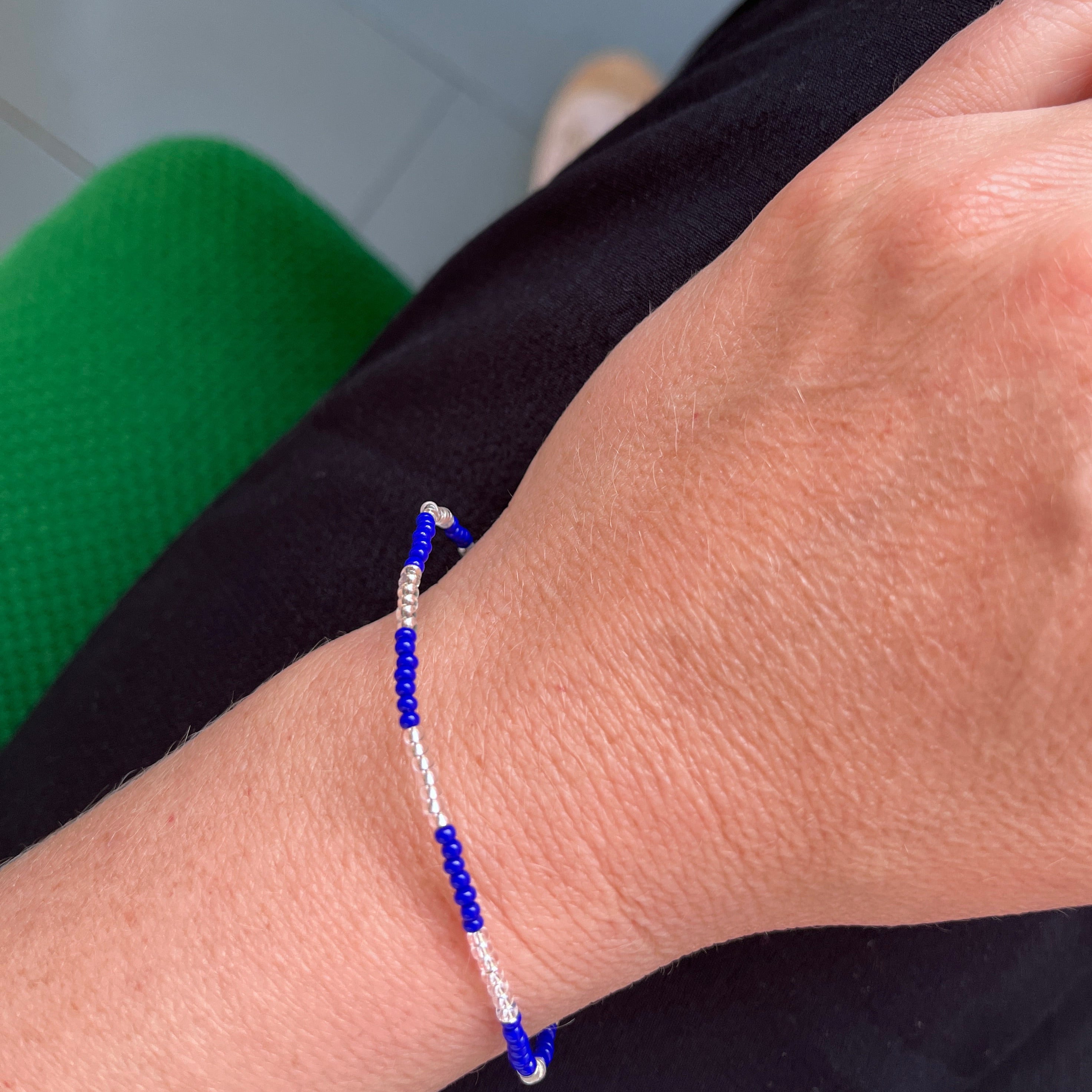 Beaded Masai bracelet blue striped