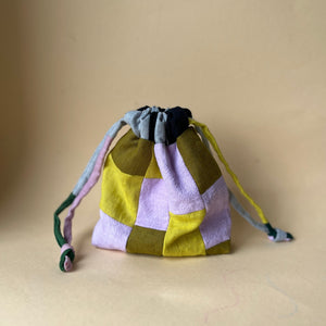 Linen patchwork treasure bag Mustard - Lila