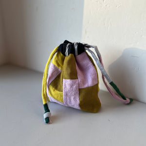 Linen patchwork treasure bag Mustard - Lila