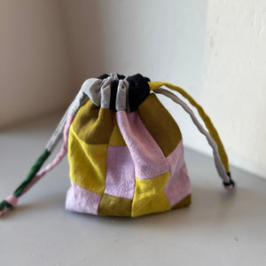 Linen patchwork treasure bag Mustard - Lila