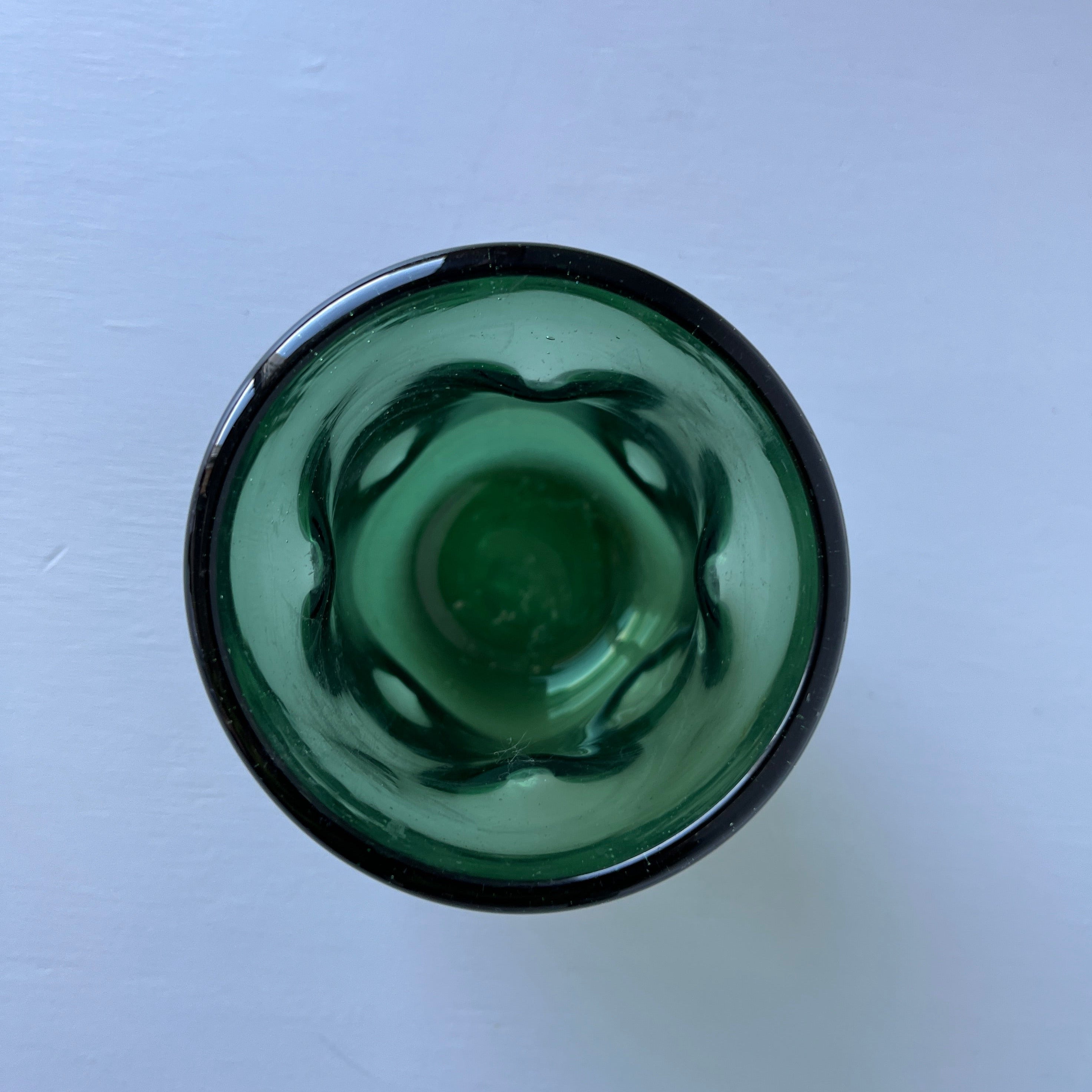 Vintage green glass vase