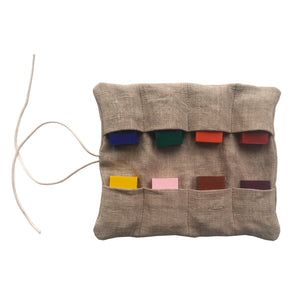 Linen case with 8 Stockmar blocks in Blush, Lilac or Natural