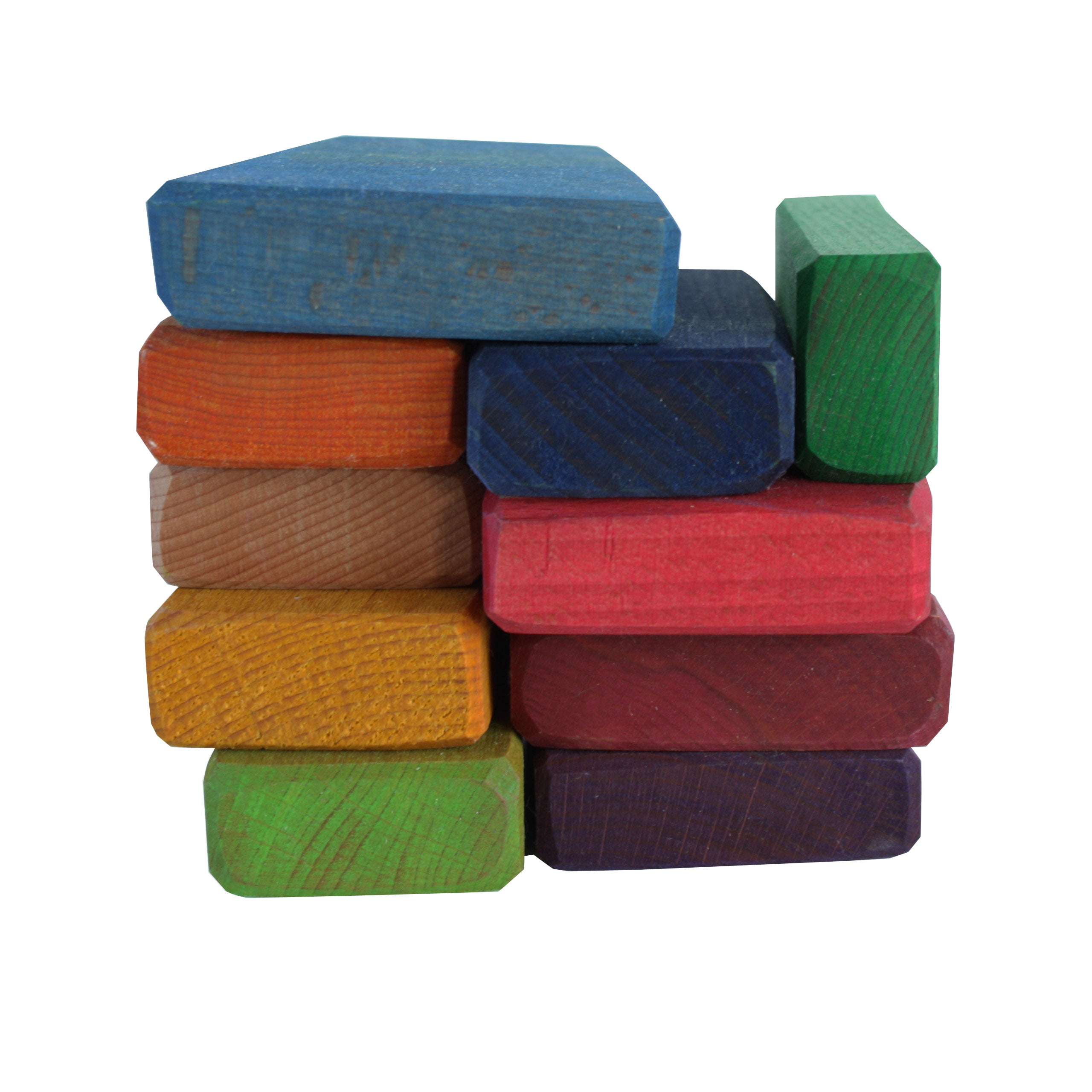 Set of 10 wooden coloured blocks