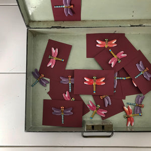 Set of 3 tin dragonfly brooches