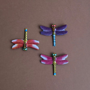 Set of 3 tin dragonfly brooches