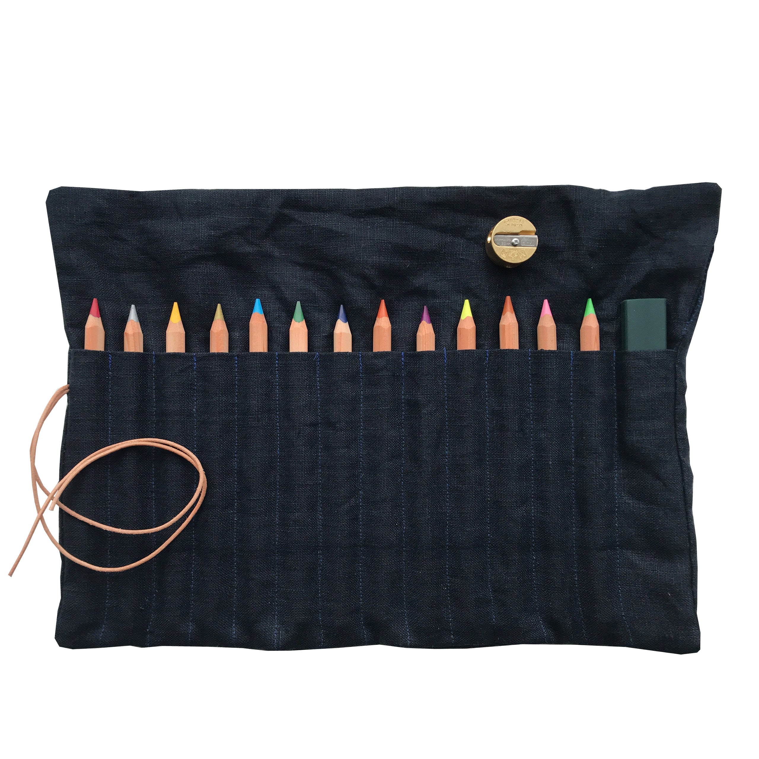 Linen pencil case with Stockmar pencils darkblue
