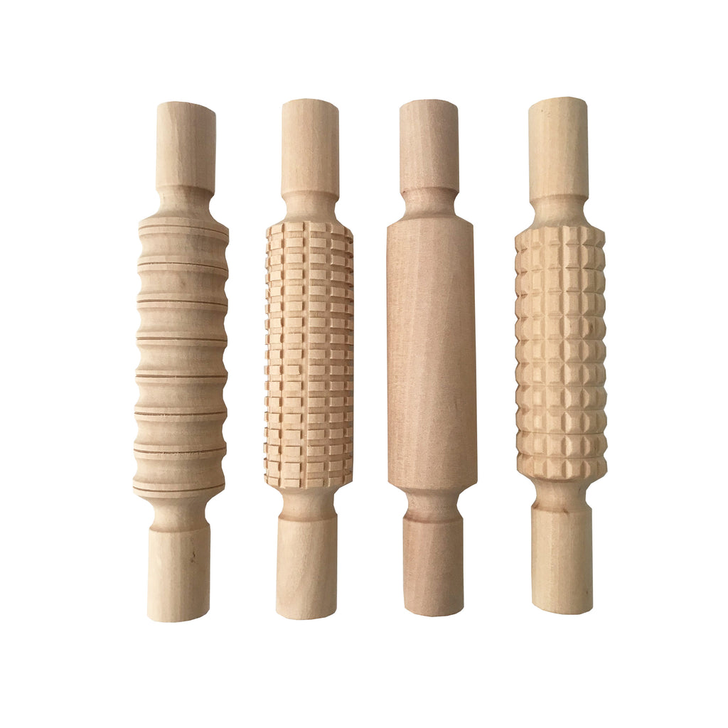 4 Wooden clay rollers