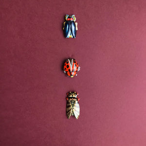 Tin insect brooches set of 3