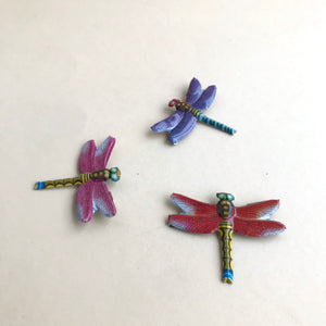 Set of 3 tin dragonfly brooches