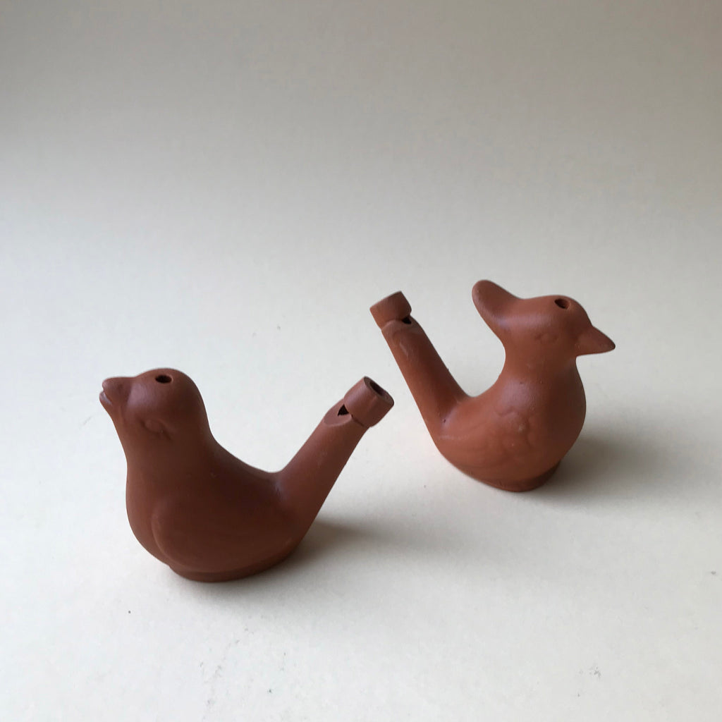 Little terracotta bird whistles set of 2