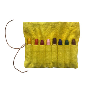 Linen case 8 Stockmar crayons yellow
